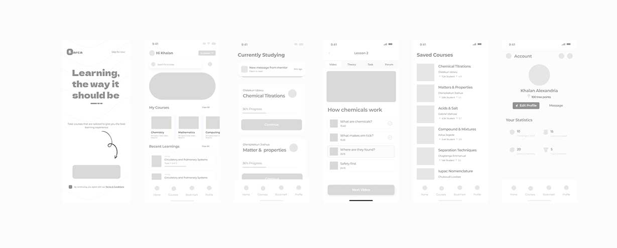 Barca Learns Portfolio wireframe image