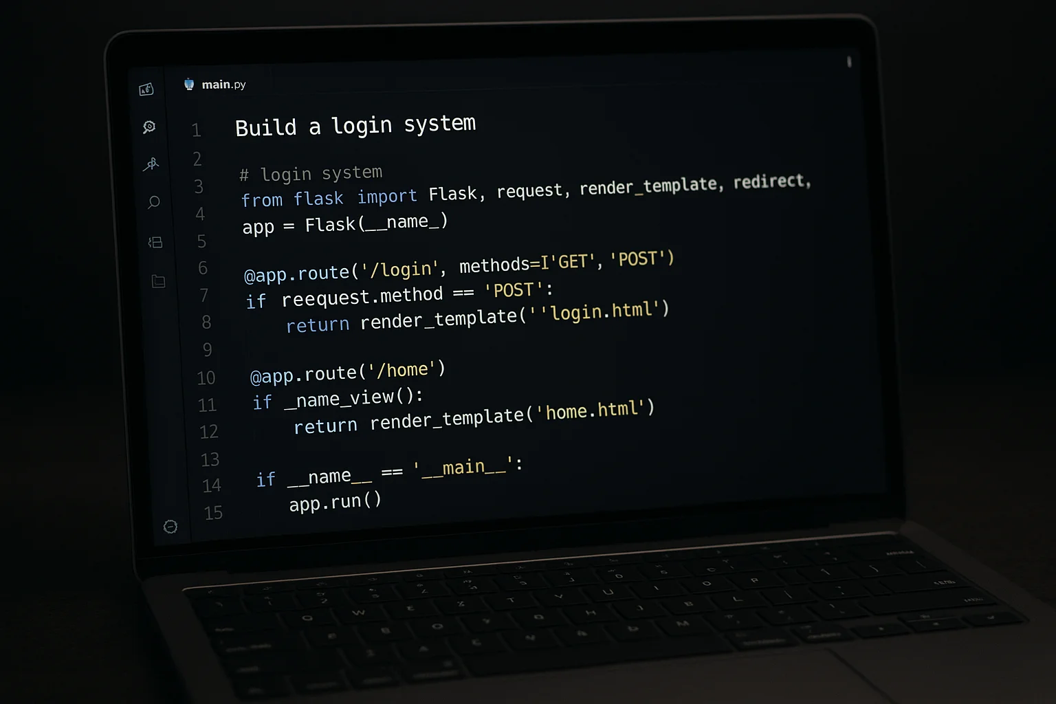 Example of vibe coding where AI generates login system code from a prompt.