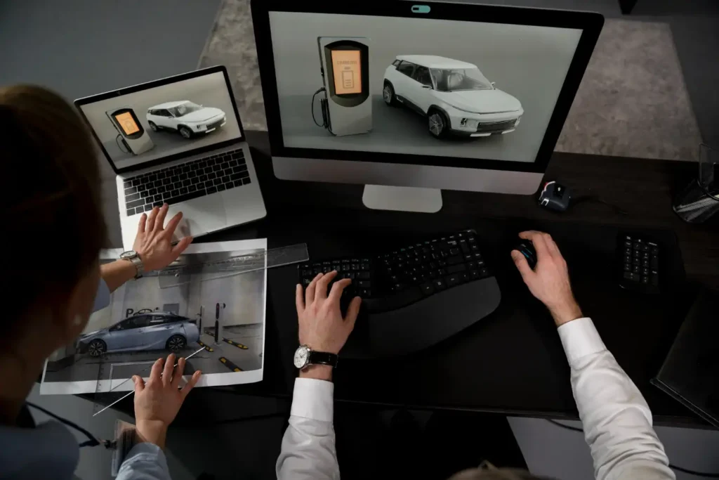 Transforming the automotive industry with AI, showcasing artificial intelligence in smart vehicles, automation, and automotive innovation