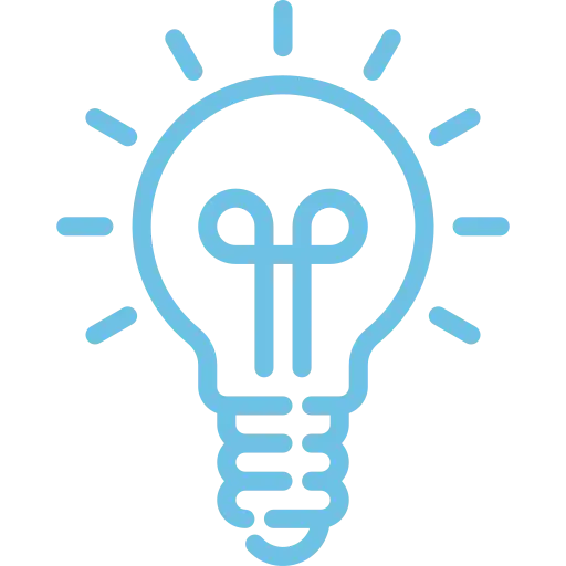 Flat blue icon symbolizing AI-driven product innovation in manufacturing