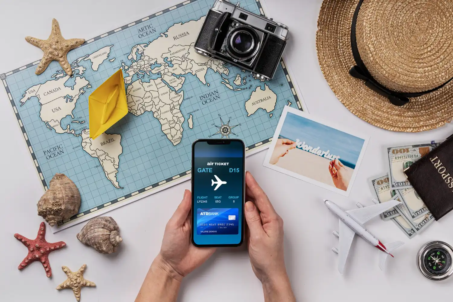 Traveler using AI-powered assistant for personalized travel planning and booking