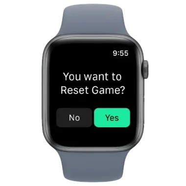 Umpire’s Clicker Watch App – smartwatch mockup showing Reset Screen with reset option.